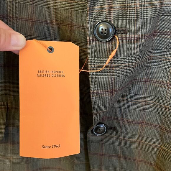 Ben Sherman Mens Bexley Plaid Check Autumn Blazer Jacket Size 46L Brown FA NWT - Picture 5 of 12